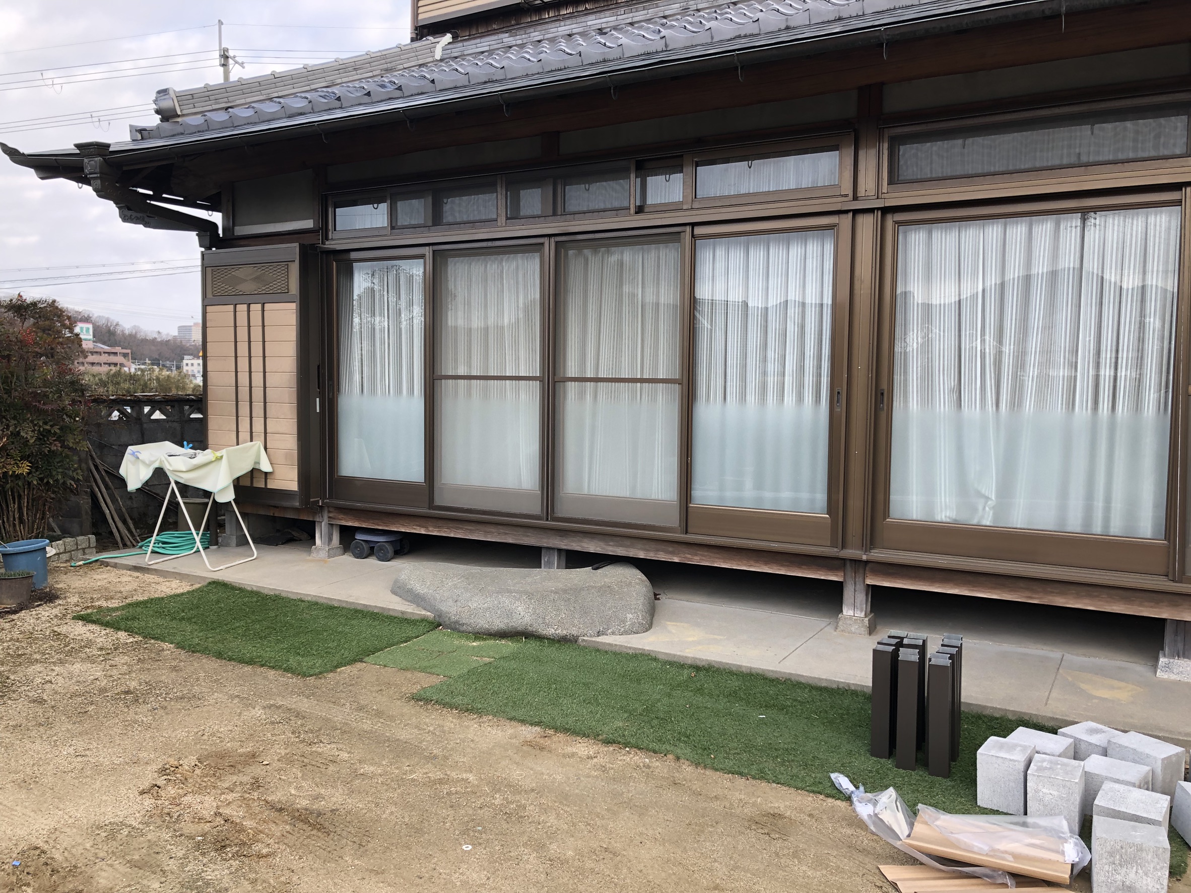 人工木とテラス工事。